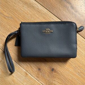 Coach Navy Leather Wristlet/Wallet
